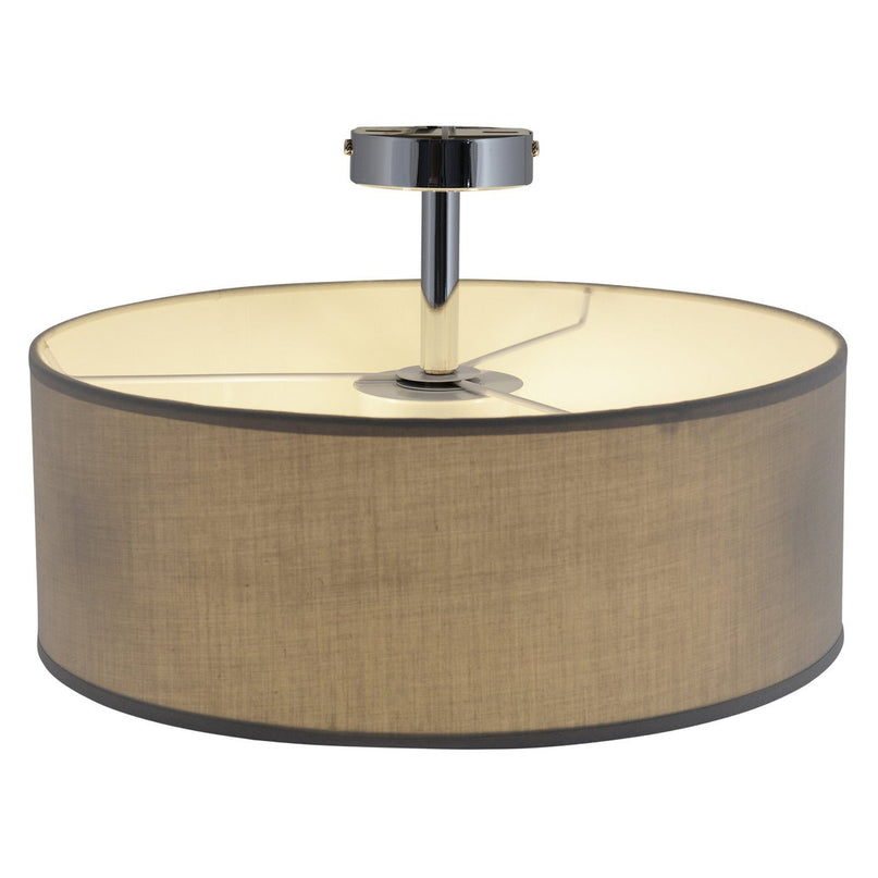 Textielplafondlamp "New York", klassieke plafondlamp met tekstbladen in grijs, met E27 -aansluiting, plafondlicht 40 cm in diameter, geschikt voor de hele woonruimte