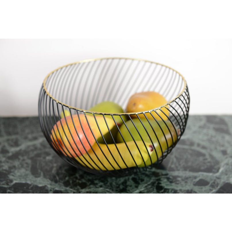 Zwart fruit gesneden gouden rand 22,5x22.5x14,5 cm