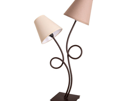 Tafellamp, 2-flame "boho" ", tafellamp bruin/beige, met E14-aansluiting, voor eetkamer, woonkamer, gang of kantoor, 65 cm hoog