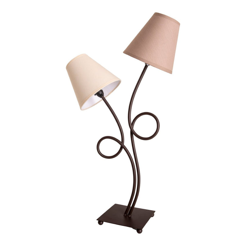 Tafellamp, 2-flame "boho" ", tafellamp bruin/beige, met E14-aansluiting, voor eetkamer, woonkamer, gang of kantoor, 65 cm hoog