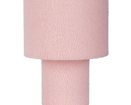 Tabellamp "Fluffy" met tekstbladen en voet in roze, E27, ca. 31 cm hoog