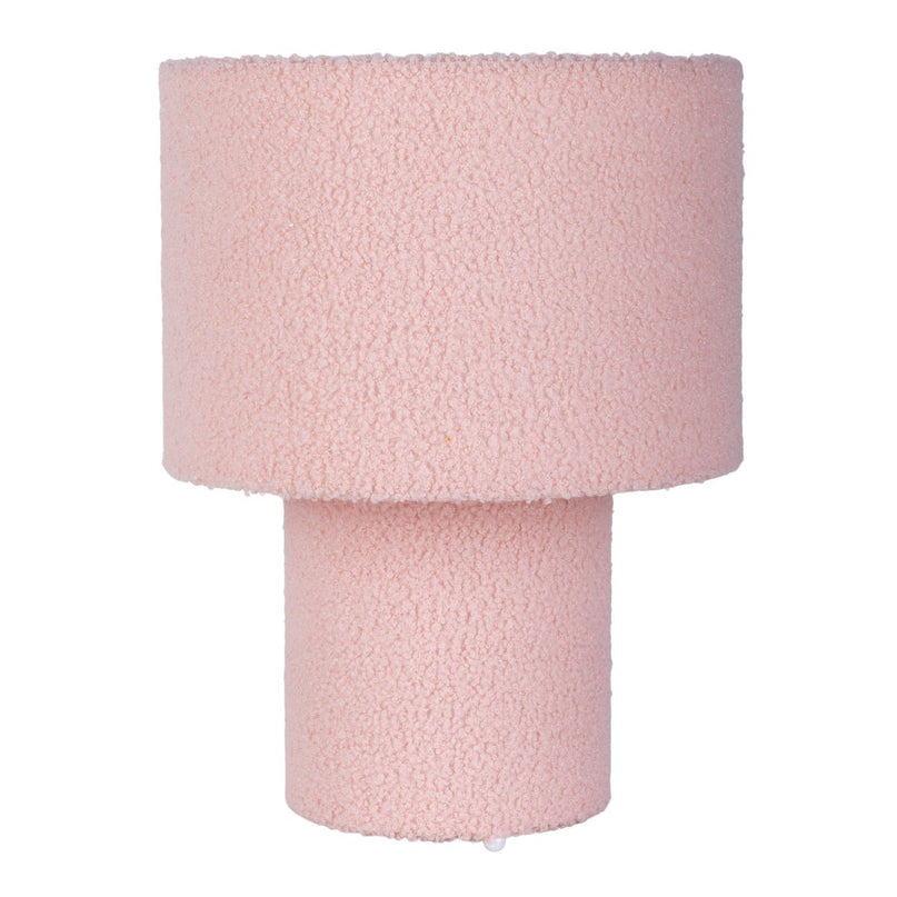 Tabellamp "Fluffy" met tekstbladen en voet in roze, E27, ca. 31 cm hoog