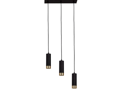 3 hanglamp "Fridu" gemaakt van metaal in Matt Black, met Gu10 -basis, 48 cm lang
