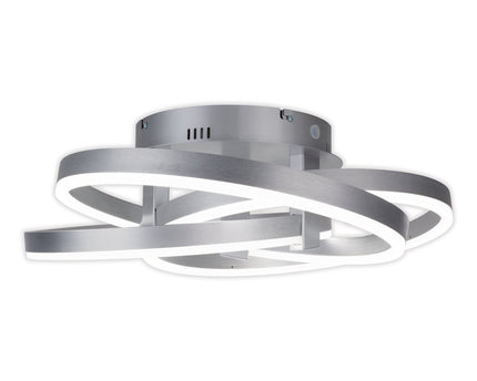 Smart Home LED plafondlicht "Divora" Ø 58 cm, plafondlamp gemaakt van metaal, aluminium geborsteld en wit plastic, met veel functies, stevig gebouwd -in LED's, verlichting voor woonkamer, eetkamerkantoor of gang