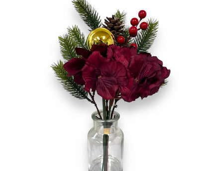 kerstboeket samenstelling | Zijden kunstbloem | Lengte 36cm