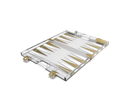 Backgammon -spel in wit en gouden acryl