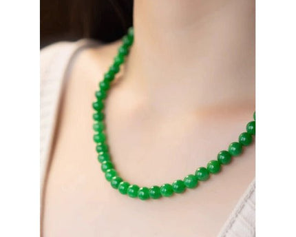 Tijdloze levendige groene jade kralen ketting