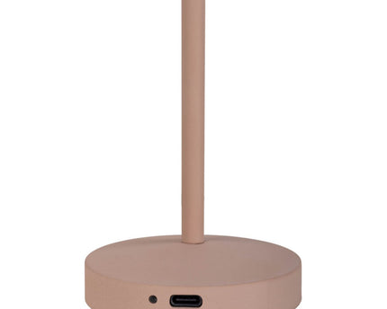 2-ex-ingestelde LED-batterijtafellamp "Gomba" voor buiten en binnen, gemaakt van metaal en plastic in matte amandel, 18,5 cm hoog