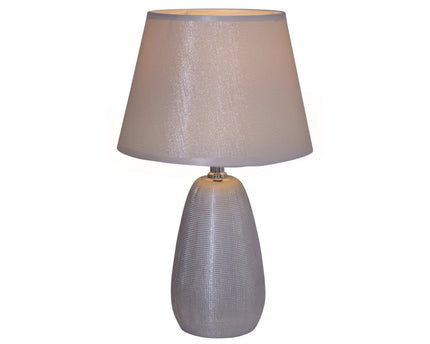 Keramische tafellamp H: 37 cm "Simly Ceramics", tafellamp gemaakt van keramiek, zilver, met E14 -aansluiting, voor eetkamer, woonkamer, gang of kantoor, 31 cm hoog