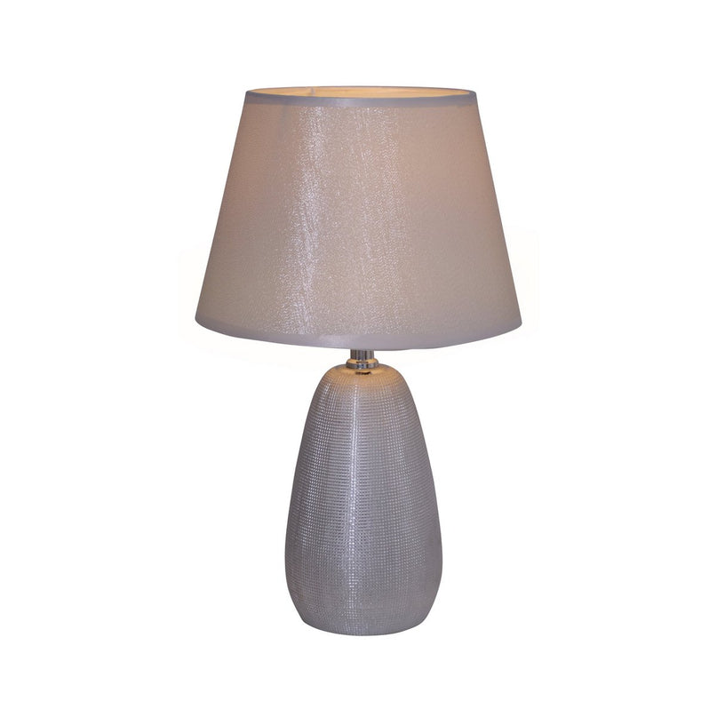 Keramische tafellamp H: 37 cm "Simly Ceramics", tafellamp gemaakt van keramiek, zilver, met E14 -aansluiting, voor eetkamer, woonkamer, gang of kantoor, 31 cm hoog