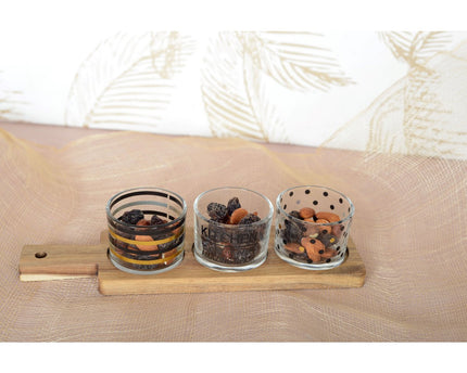 Aperitif Set van 3 glazen met houten lade 29.5x8x6.1cm