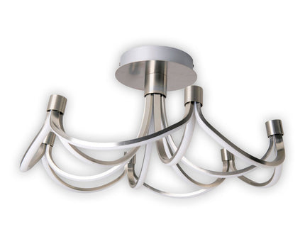LED -plafondlamp "festival" Ø 60 cm, metalen nikkel mat en plastic, stevig gebouwd -in LED's, verlichting voor woonkamer, eetkamer, kantoor of gang