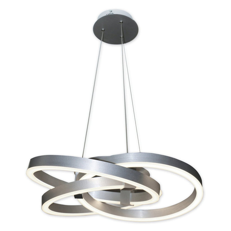 Smart Home LED hanglamp "Divora" Ø 58 cm, plafondlamp gemaakt van metaal, aluminium geborsteld en wit plastic, met veel functies, stevig gebouwd -in LED's, verlichting voor woonkamer, eetkamer kantoor of gang