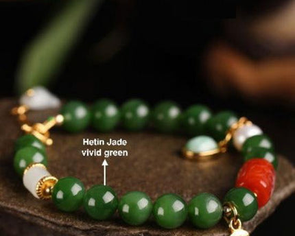 Hetian jade kralen Tibetaanse totemarmband