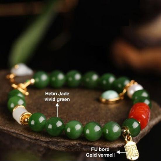 Hetian jade kralen Tibetaanse totemarmband