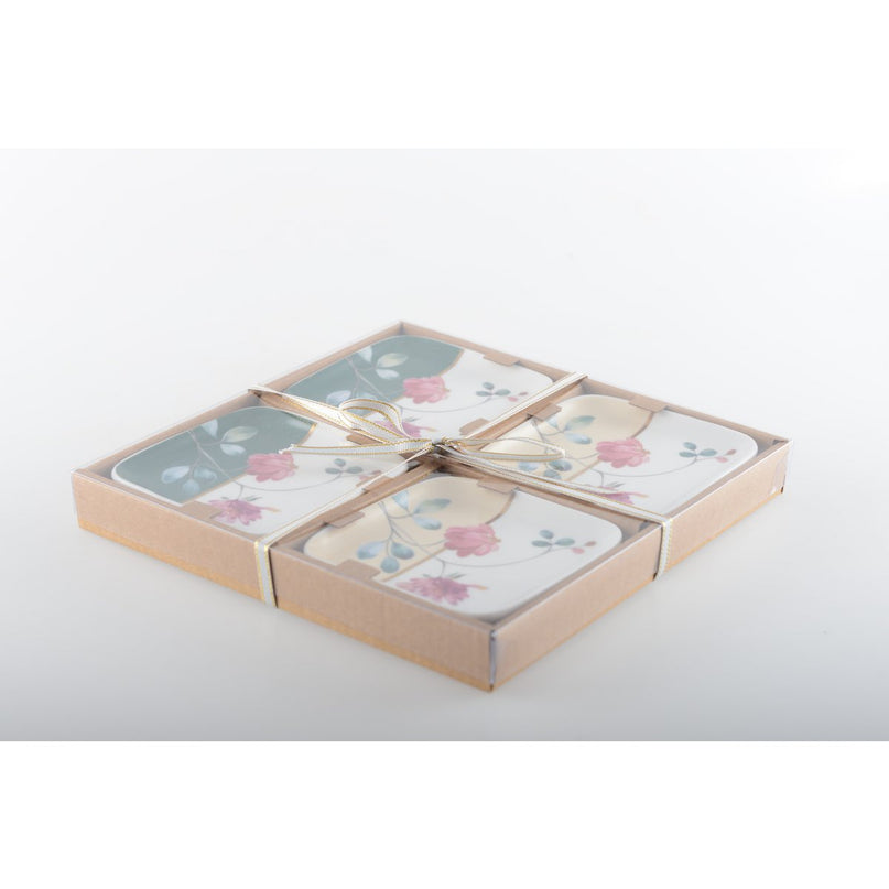 Bloemen vierkante bekers - set van 4