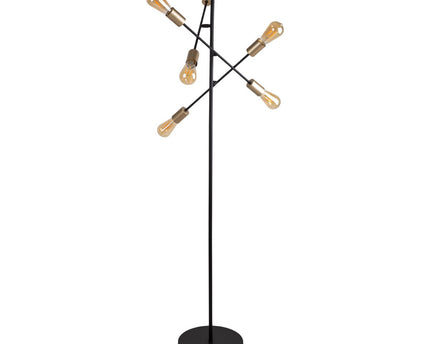 Staande lamp "Modo" gemaakt van zwart in zwart, versies in goud, E27 -aansluiting, vloerlamp voor woonkamer, eetkamer, keuken, gang, gang of kantoor, 150 x 49 cm