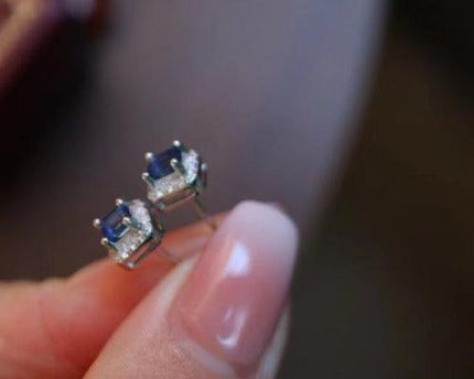 Fancy Square Saffier Gem -oorbellen