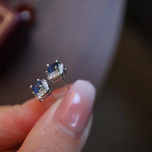 Fancy Square Saffier Gem -oorbellen