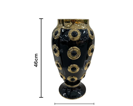 Gouden grote vaas met 4 cirkels H46cm (CV11619-17zwart zwart)