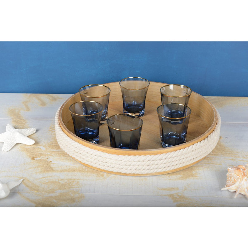 Ronde houten lade met 45 cm touw