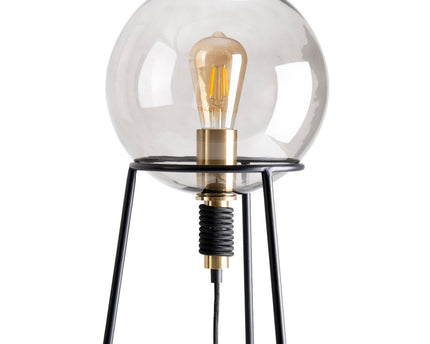 Tafellamp "Stelo", moderne tafellamp gemaakt van zwart metaal en rookglas, E27 -aansluiting, 71 cm hoog, voor eetkamer, woonkamer, gang of kantoor,