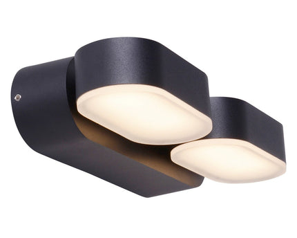 LED Outer Wall Lamp "Motus" gemaakt van metaal en plastic in het zwart, met geïntegreerde LED