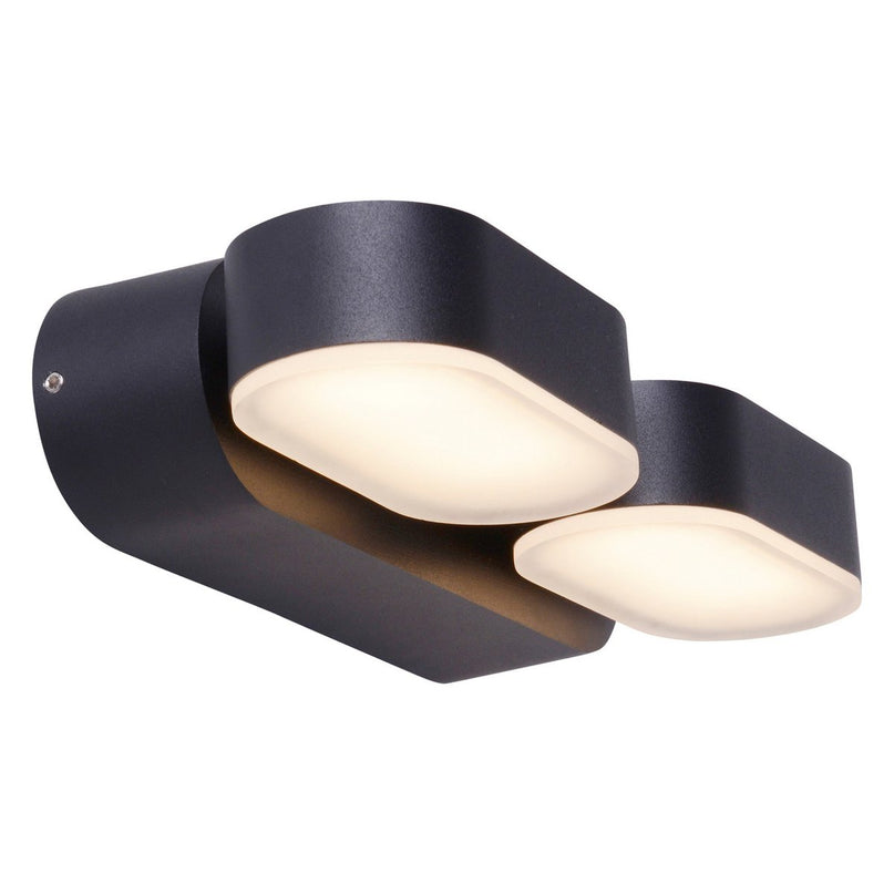 LED Outer Wall Lamp "Motus" gemaakt van metaal en plastic in het zwart, met geïntegreerde LED