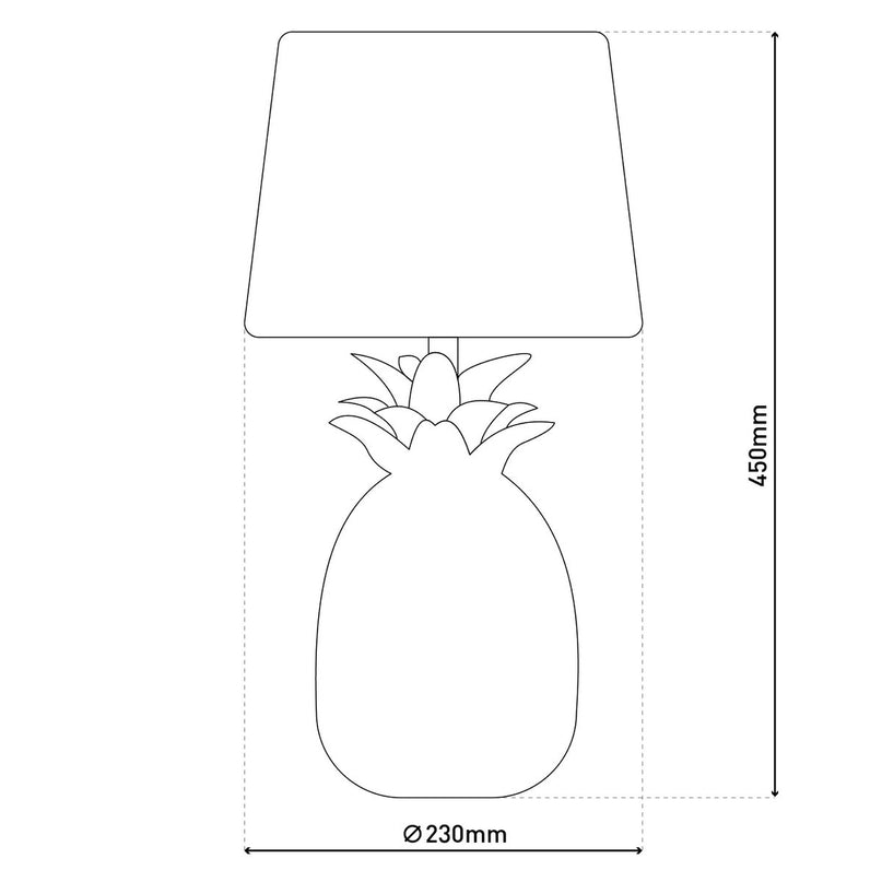Keramische tafellamp "ananas", tafellamp gemaakt van keramiek met goudkleurig glazuur en zwart stofscherm, met E14-aansluiting, voor eetkamer, woonkamer, gang of kantoor, tafellamp 45 cm hoog
