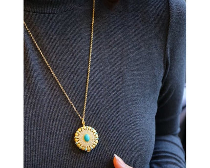 Tibetaanse turquoise Gau gebedsdoos hanger ketting