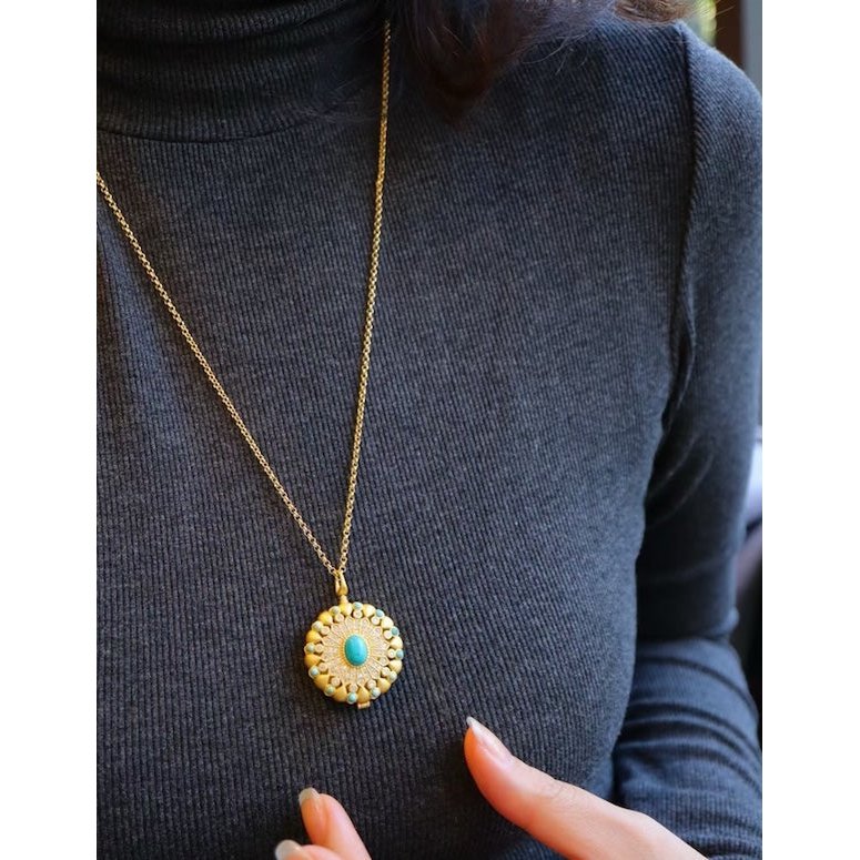 Tibetaanse turquoise Gau gebedsdoos hanger ketting