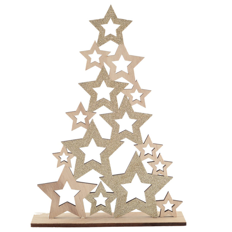 Kerstboom houten decoratie H. 59cm