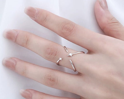 Sterling Silver Star Trace dubbelzijdige ring