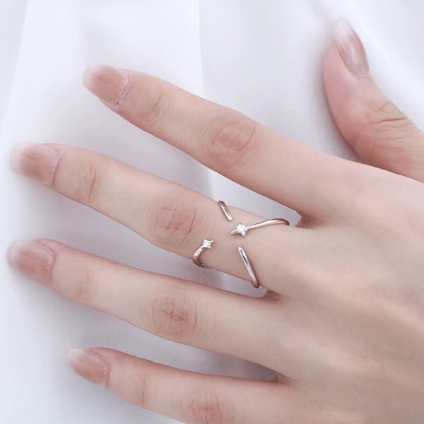 Sterling Silver Star Trace dubbelzijdige ring