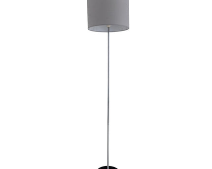 Staande lamp "New York", klassieke metalen vloerlamp met tekstblazer in grijs, met E27 -aansluiting, 160 cm hoog, perfect voor woonkamer, eetkamer, gang en kantoor