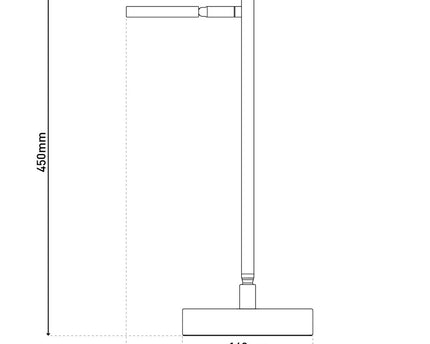 LED draadloze tafellicht "Lupa", 45 cm hoog, gemaakt van geverfd aluminium (zwart) en wit plastic, LED geïntegreerde, dimbare, aanraaksensor.
