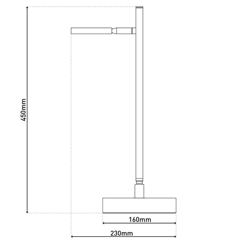 LED draadloze tafellicht "Lupa", 45 cm hoog, gemaakt van geverfd aluminium (zwart) en wit plastic, LED geïntegreerde, dimbare, aanraaksensor.