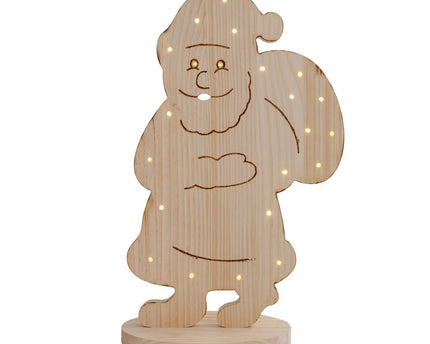 LED WOOD Decolum "Santa" Large, kerstdecoraties gemaakt van hout in de natuur, met stevig ingebouwde LED's, voor de buitenruimte - klassiek - decoratie - hout - Natuur - geen informatie - kerstdecoratie buiten
