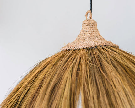 Grote lampenkap van zeegras – natuurlijke hanglamp met franjes – Boho hanglamp – handgemaakte tropische hanglamp MAWANA (Ø 53 cm)