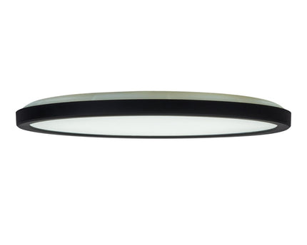 Het LED-plafondlicht "Carlo" met RGB-backlight, Ø van 54 cm, klassiekmoderne plafondlicht gemaakt van zwart/wit plastic met veel functies, b.v.