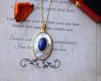 Lapis Lazuli MOP grote ovale hanger ketting