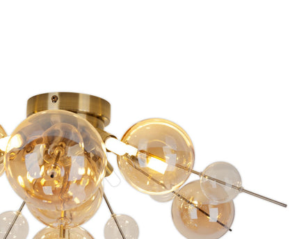 Plafondlamp "explosie" Amber gemaakt van metaal en glas, G9 -versies, plafondlamp voor eetkamer, woonkamer, gang of kantoor, Ø57 cm