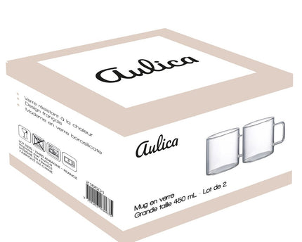 Grote glazen mokken 450 ml - set van 2