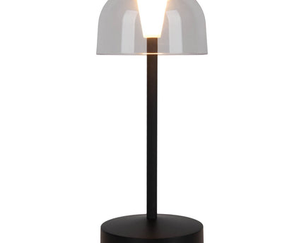 2 Set LED Battery Table Light "Gomba" voor buiten en binnen, gemaakt van metaal en plastic in zwart, 18,5 cm hoog