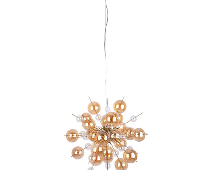 Hanger lamp "explosie" barnsteen gemaakt van metaal en glas, G9 -versies, hangende lamp voor eetkamer, woonkamer, gang of kantoor, hangende lamp ØCA. 65 cm