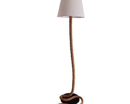Staande lamp "touw" gemaakt van metaal, plastic, jute en textielmateriaal in de natuur, met E27 -versie, verlichting voor woonkamer, eetkamer of kantoor, 165 cm hoog