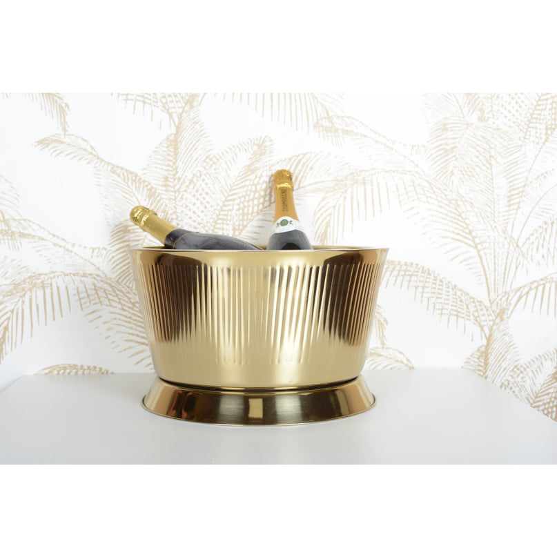 Gouden dranken emmer met geribbeld patroon