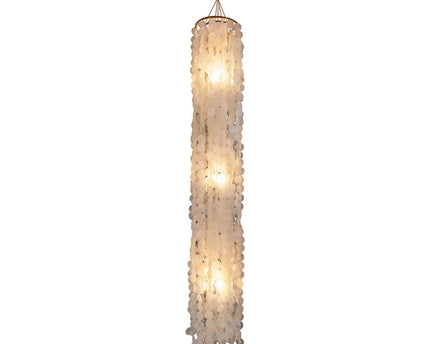 Hanger lamp "capiz" totale hoogte 235 cm, gemaakt van mosselplaten, met E27 -aansluiting, verlichting voor woonkamer, eetkamer of wintertuin