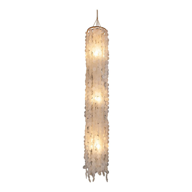 Hanger lamp "capiz" totale hoogte 235 cm, gemaakt van mosselplaten, met E27 -aansluiting, verlichting voor woonkamer, eetkamer of wintertuin