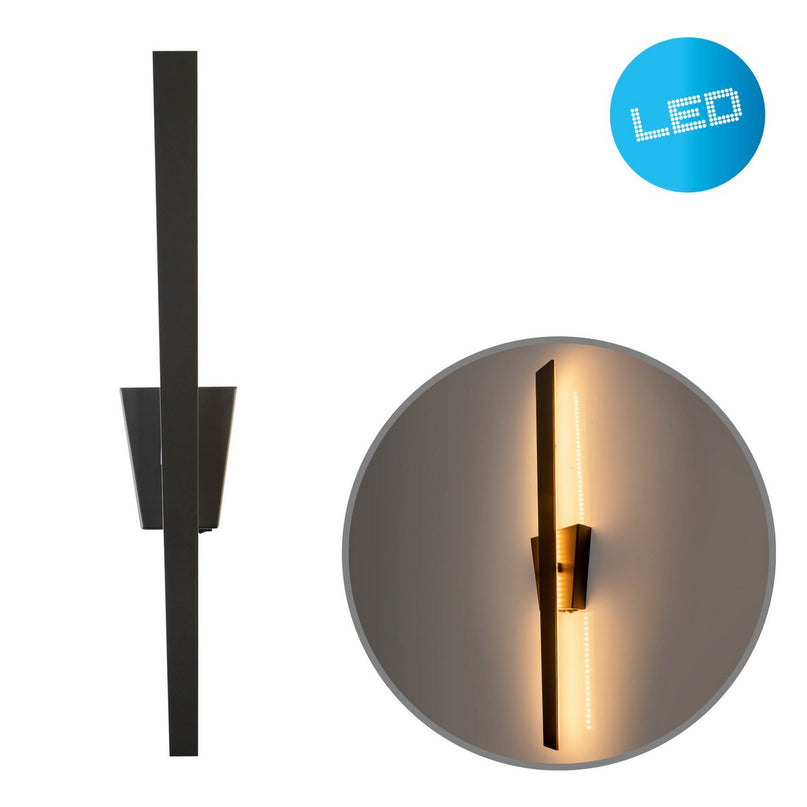 LED -wandlamp "Trevor" zwart, wandlampmetaal en plastic in het zwart, met stevig ingebouwde LED's, wandverlichting binnen 62 x 10 x 4,5 cm